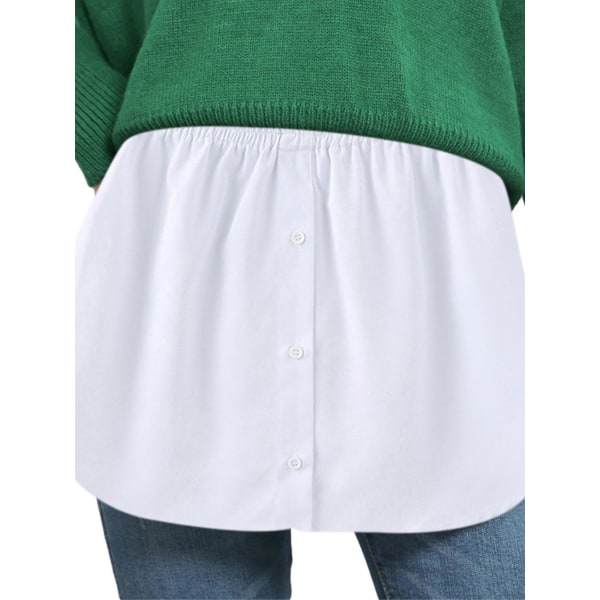 Kvinnor i lager falska toppar Nedre Sweep Shirt Extender Halvlång delad fåll kjol White L