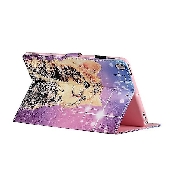 För Ipad 9.7 2017/2018/air 2/air/ipad Pro 9.7 Färgat ritmönster Horisontellt Flip Pu Case Starry Cat