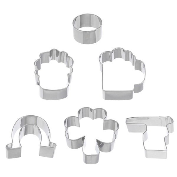 6 st St Patrick's Day Cookie Making Form Form Rostfritt stål Form Silver 8x6.5cm