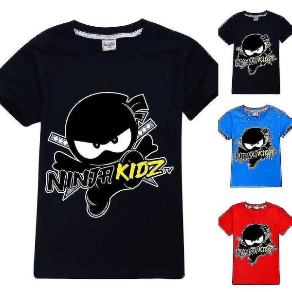 Ninja Kidz Tema T-shirt Barn Pojkar Kortärmad Tecknad T-shirt Toppar Hk Black 5-6 Year