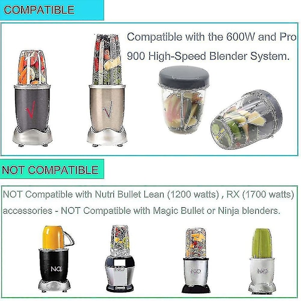 Blender och platta lock ersättningsdelar kompatibla med Nutribullet, 2 st null none