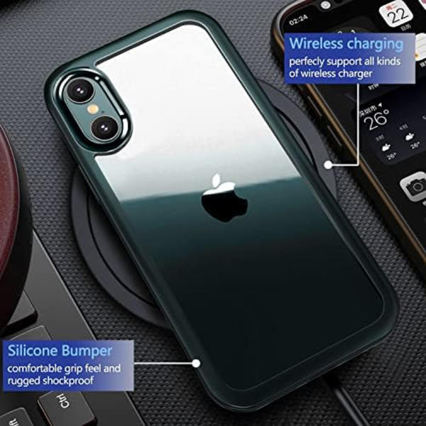 UBUNU iPhone Xs Max- case med skärmskydd [Inbyggt 9H hårt härdat glas], för Magsafe 360 ​​helkroppsskydd, genomskinligt skyddande iPh Green