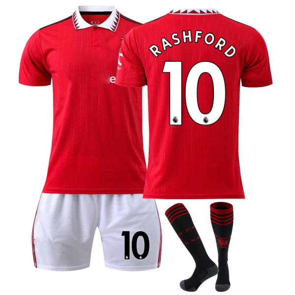 Manchester United tröja 22 23 fotbollströja set NO.10  Rashford XS(155-165cm)