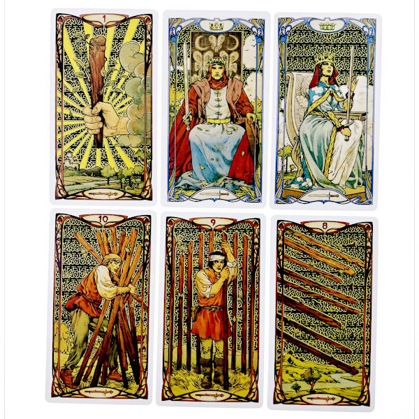 12*7 gyllene Art Nouveau Oracle Tarot Card Spådomskort