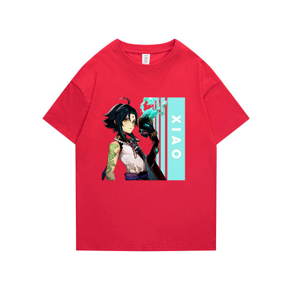 Genshin Impact Par T-shirt för män och kvinnor Röd 4 L