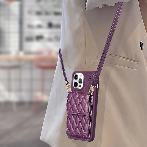 Bf22-stil case för Iphone 12 Pro Max Pu Läderbelagd Tpu Kickstand Cover Dark Purple