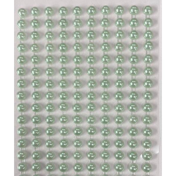 200 MINT GRÖNA runda pärlor 6 mm platt baksida runda självhäftande pärlor null none