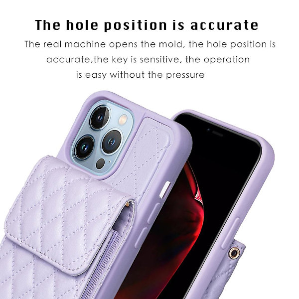 Bf22-stil för Iphone 13 Pro Kickstand Cover Pu Läderbelagd TPU-kortplatser Phone case Purple