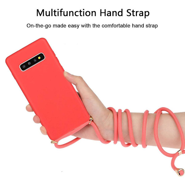 Wheat Straw Material + Tpu Case med snodd för Samsung Galaxy S10 Plus Red For Samsung Galaxy S10 Plus
