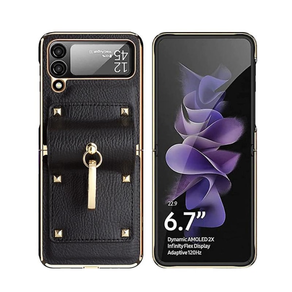 Lämplig för Samsung Zflip3 Samsung Phone Case Folding Ring Case black