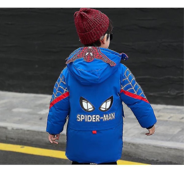 Ny vinter 2022 Spider-man huvajacka för barn, varm vinterkappa black 130cm (6-7years)