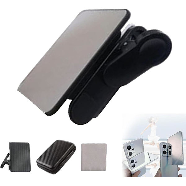Smartphone Camera Mirror Reflection Clip Kit, Mobiltelefon Reflection Camera Clip Selfie Reflector, Mobile Phone Shooting Supplies Black