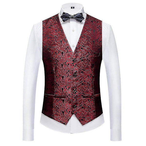 Schan Herr 3-delade kostymer Sjal Lapel Enknapps Smoking Blazer Västbyxor Set För Bröllop Red S