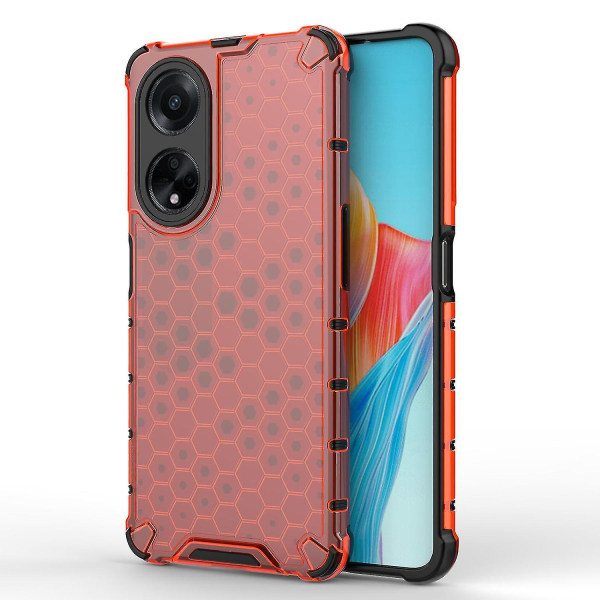 För Oppo A98 5g Anti-dropp phone case Tpu+pc Honeycomb Texture Cover Red