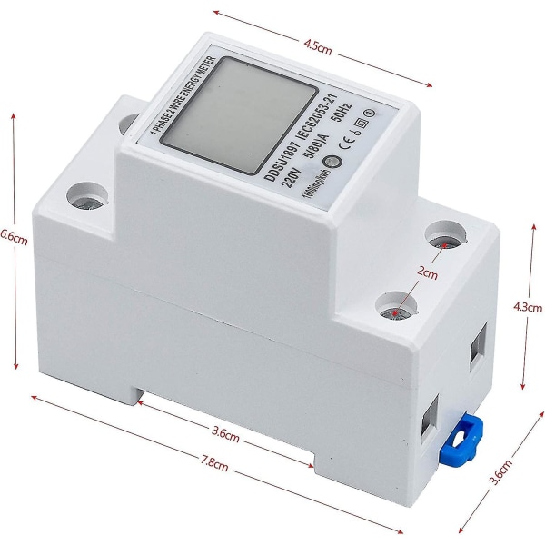 Lcd digital elmätare Ac Meter Top-hat Rail Kwh Meter 5(80) A Elmätare Top-hat Rail 1-fas 2-stift 2p Din Rail El M null none