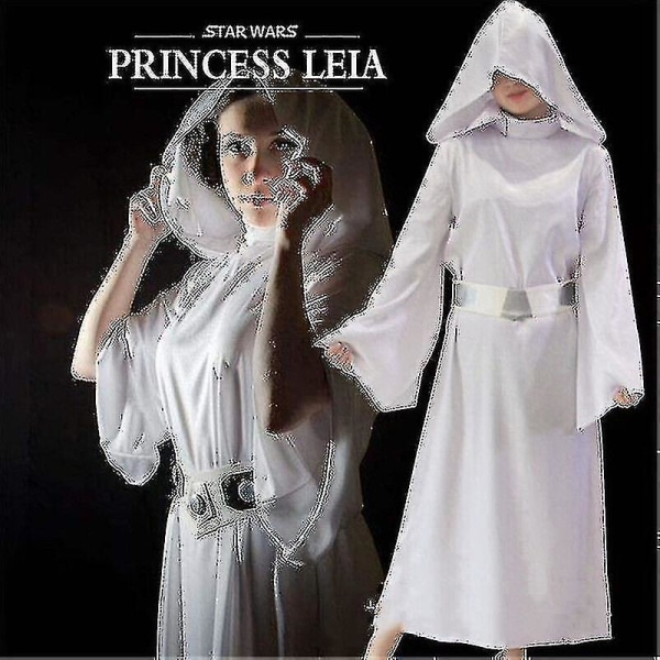Star Wars Kostym Prinsessan Leia Organa Solo Outfit Vit Klänning Z M