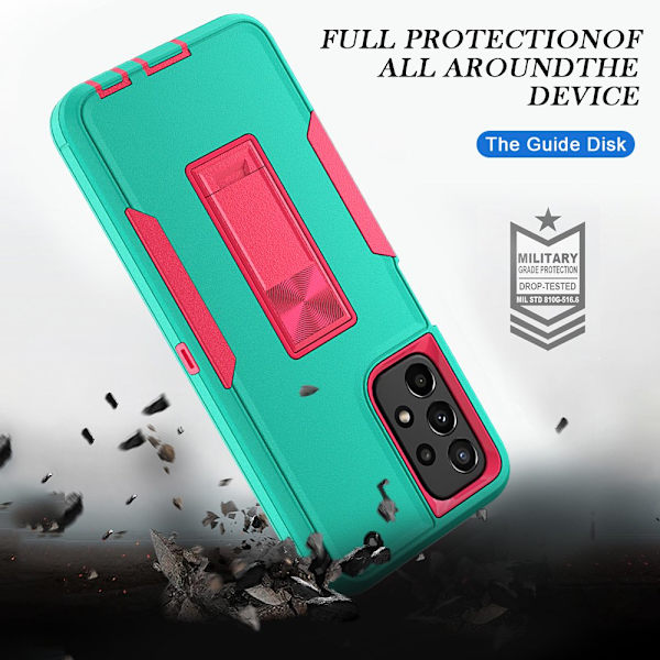 Xhy Samsung Galaxy A23 5G- case med skärmskydd och magnetiskt bilfäste Kickstand Militärklass helkropp dubbellagers fallskydd green&rosered