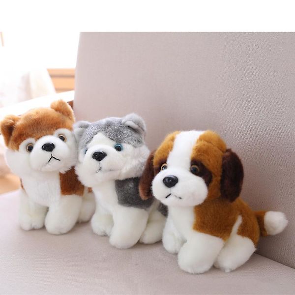 Söt simulering valp hund plysch leksak dockor för barn Husky Akita St. Bernard 28cm C none