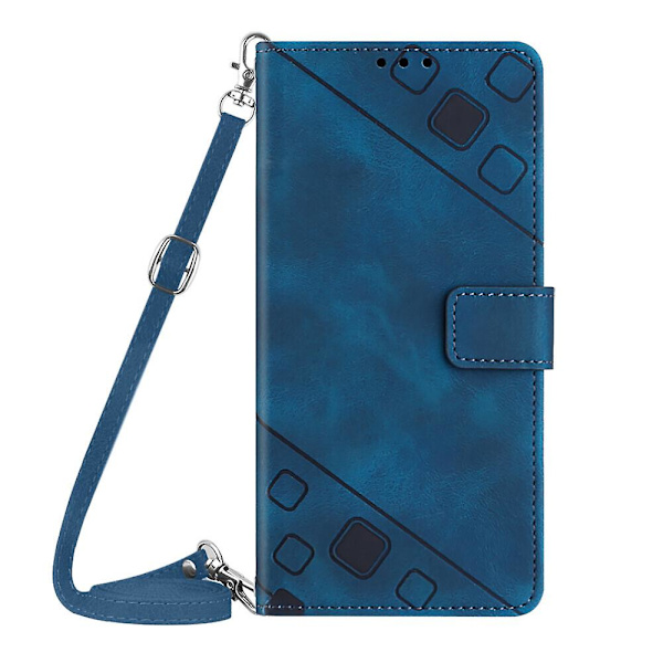 Case till Ipod Touch 7 med långhalsband Läder Flip Cover Kompatibel med Ipod Touch 7 Case Blue