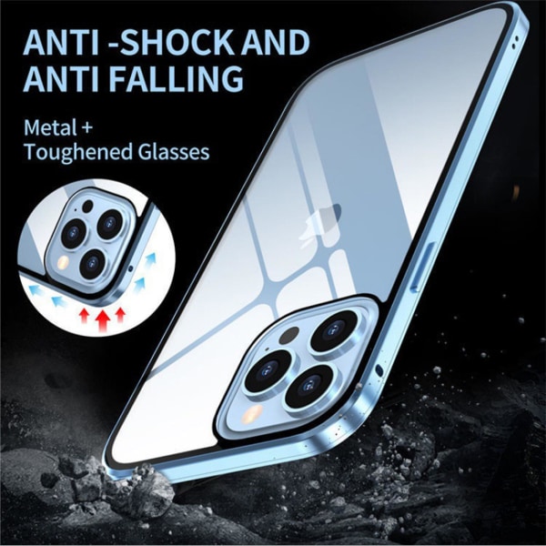 Sekretess Magnetisk metall stötfångare Anti-kikar case kompatibel med Iphone 15 Pro, dubbelsidigt härdat glas cover Gold For iPhone 15 Pro