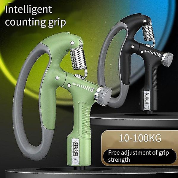 100 kg Justerbar Heavy Grip Fitness Elektronisk Counter Hand Grip Handled Ökning -zz Green