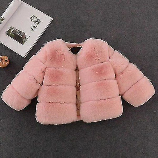 Barn fuskpäls Baby Tjock Parka Girl Warm Coat Jacka Kappa Ytterkläder Barn Pink 110CM