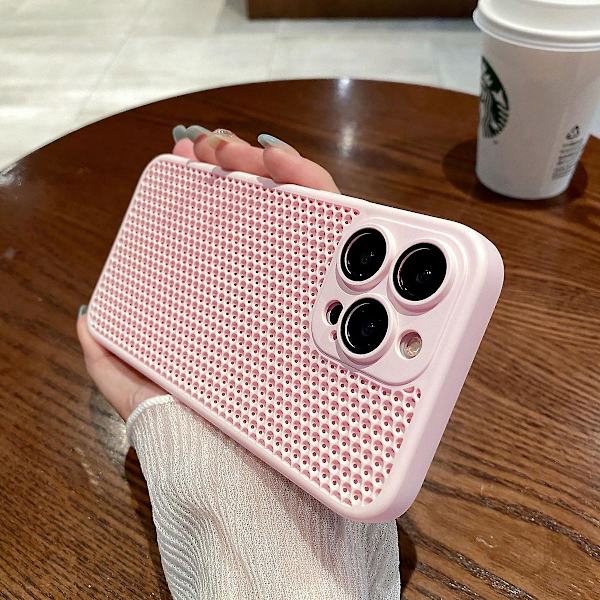 Case kompatibelt med Iphone 15 Pro Max, Slim PC Värmeavledning Fint hål Stötsäkert cover med linsskydd Pink For iPhone 15 Pro Max