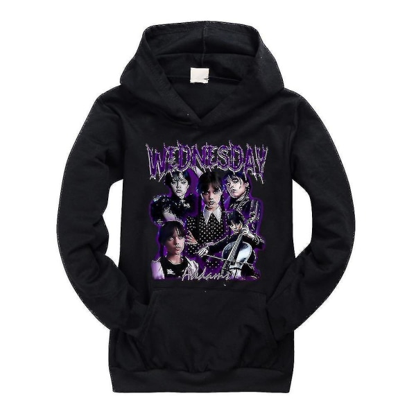 Wendnesday Addams Hoodie Pojkar Luvtröja för tjejer Barntröja Thin Style K (120cm)4-5 Years purple