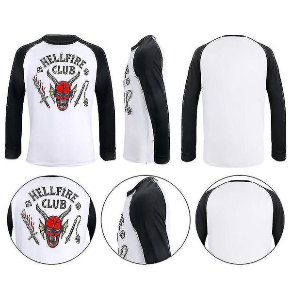 Vuxna Unisex Stranger Things Säsong 4 Hellfire Club T-shirt Topp med huvtröjor Long Sleeve M