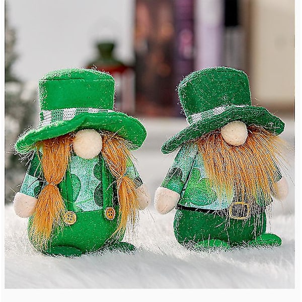 Shxx St. Patrick's Day Gnomdekoration Grön klöver Vårplyschdocka Handgjord svensk Gnome Elf Dvärg Söt kaninform docka Hemdekorati null none