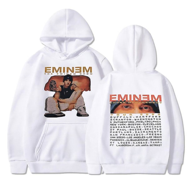 Eminem Anger Management Tour 2002 Hoodie Vintage Harajuku Funny Rick Sweatshirts Långärmade Herr Dam Pullover Mode White S