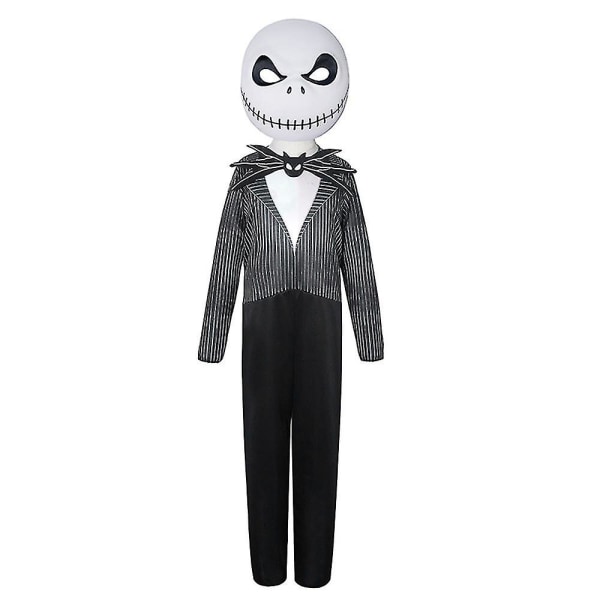 3-14 år Barn Halloween Nightmare Jack Skellington Cosplay Jumpsuit med mask 8-10 Years