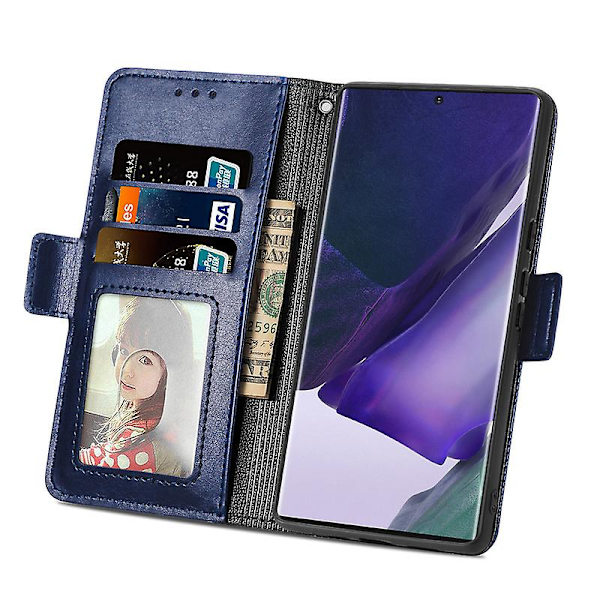 Phone case För Galaxy S22 Ultra Läder Phone case Stötsäker Telefonhållare Kortplats Multifunktionell blue