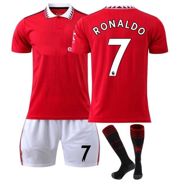 Manchester United tröja 22 23 fotbollströja set NO.7 Ronaldo 18(100-110cm)
