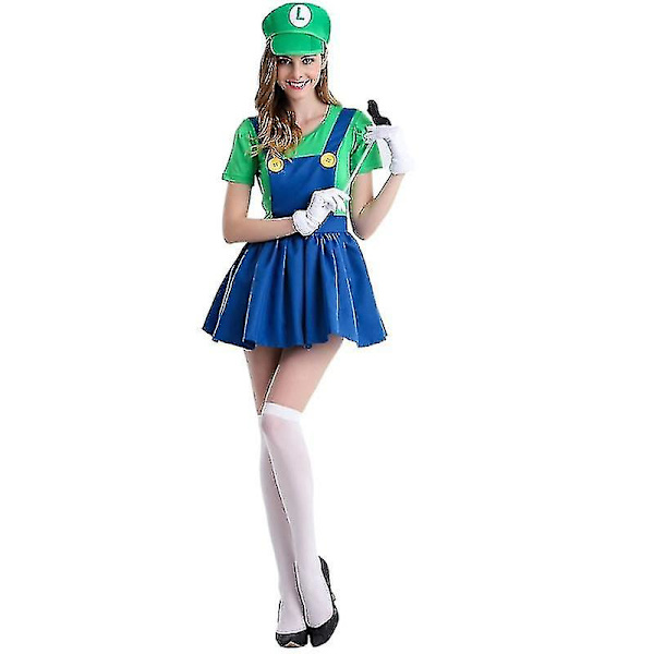 Mario och Luigi kostym för kvinnor green XL