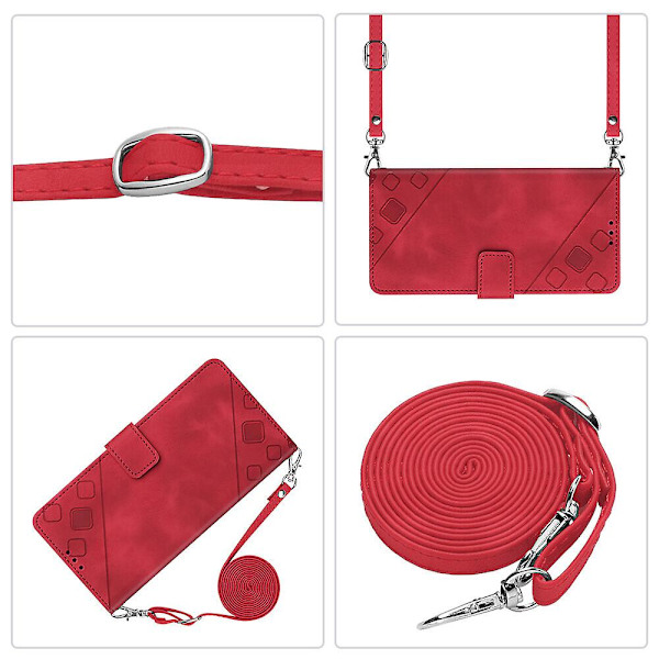 Case till Ipod Touch 7 med långhalsband Läder Flip Cover Kompatibel med Ipod Touch 7 Case Red