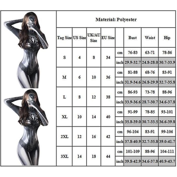 Kvinnor Superhjälte Spiderman Cosplay Body Halloween Kostym Jumpsuit Romper Fest Klänning Presenter L