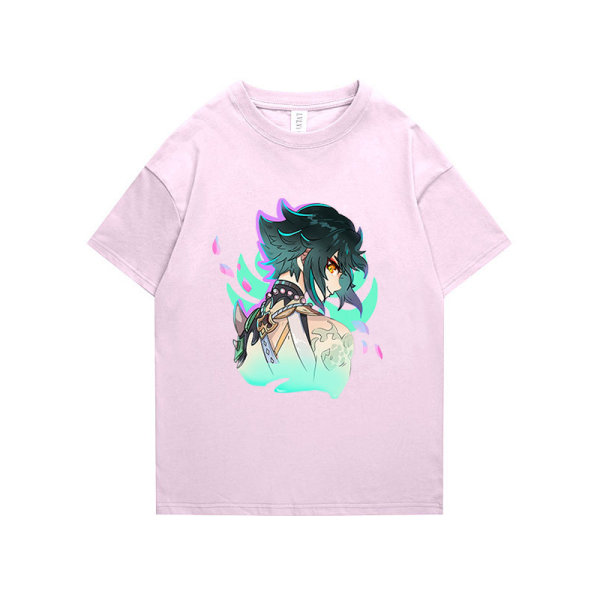 Genshin Impact Par T-shirt för män och kvinnor Rosa 5· XXXL