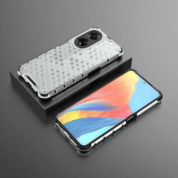 För Oppo A98 5g Anti-dropp phone case Tpu+pc Honeycomb Texture Cover Grey
