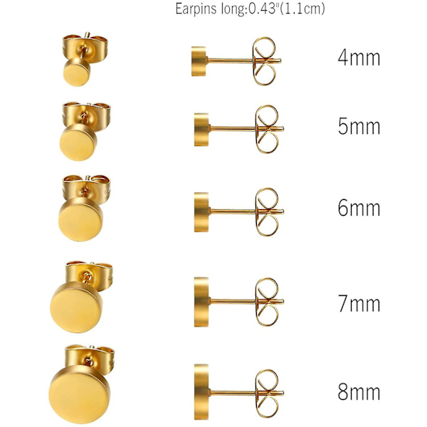 Handgjorda örhängen Runda Ice-matt | Perfekt present Gold (5 pairs)