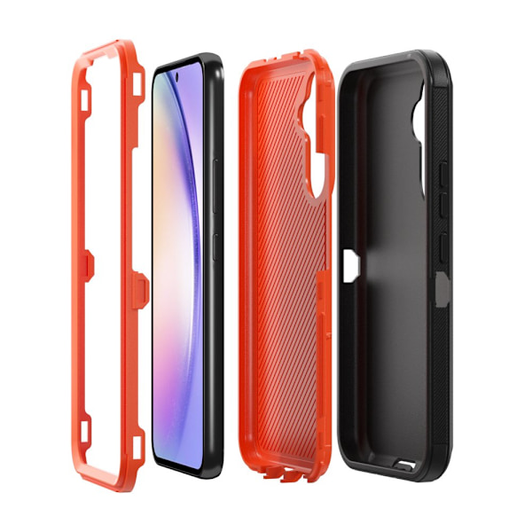 TASHHAR Samsung Galaxy A54 5G case med bältesklämma hölster Militärklass Heavy Duty 3 i 1 Stötsäker rustning Robust Hållbar för Galaxy A54 5G blackorange