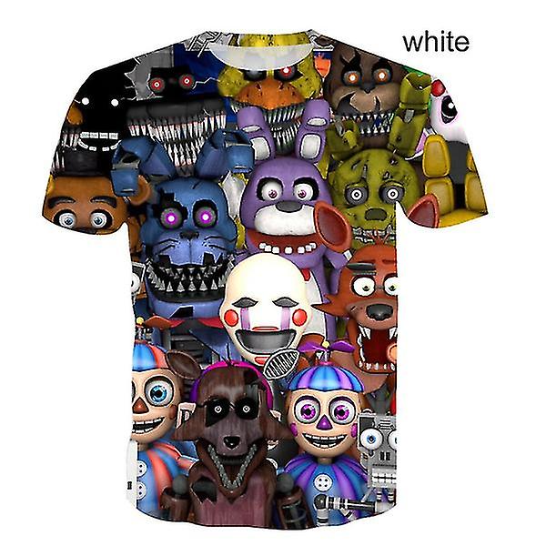 Ny design T-shirt med 3d print för barn Five Nights At Freddy's 3d T-shirt Pojkar Flickor Kortärmade T-shirts 100-160 Cm Navy blue 160 cm