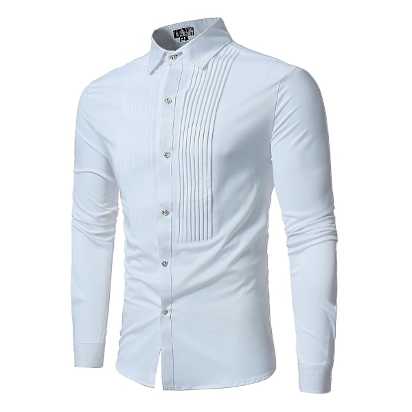 Enfärgad långärmad tröja för män White XL
