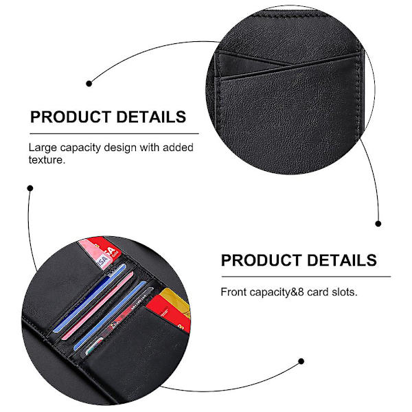 Män Kvinnor Smal Kreditkortsfodral Case Liten läderplånbok med ID-fönster, 8,5*10,5 cm black