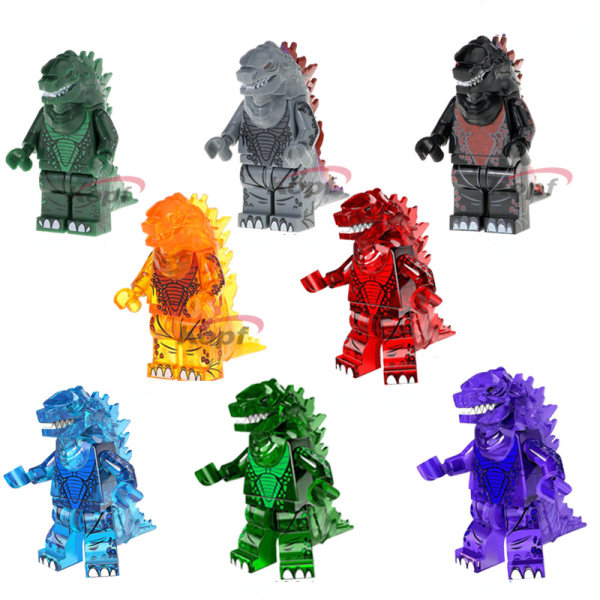 8 st Godzilla byggstensfigur barnleksaker