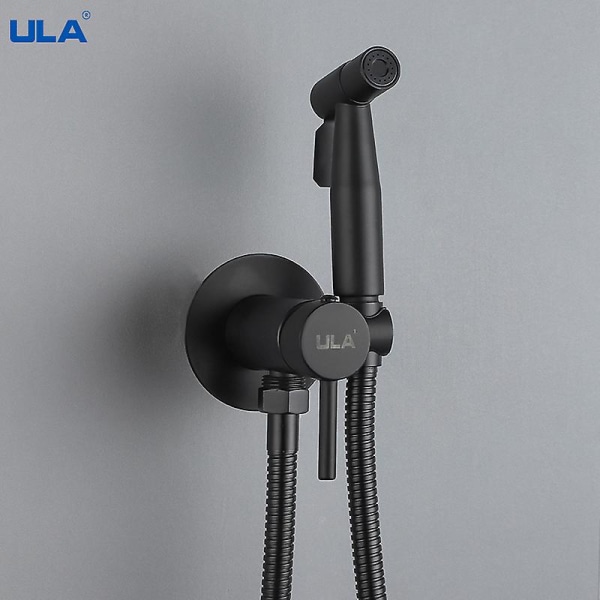 Ula Svart Kran Mässing Bidé Sprayer Bärbar Toalett Bidé Kran Varmt Kallt Vatten Badrumsblandare Shattaf Ventil Hygienisk Dusch null none