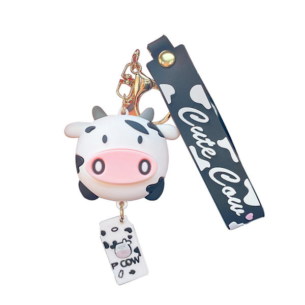 Cartoon Cute Cow Pop Car Keychain Charm Bag Dekoration Charm Keychain Black