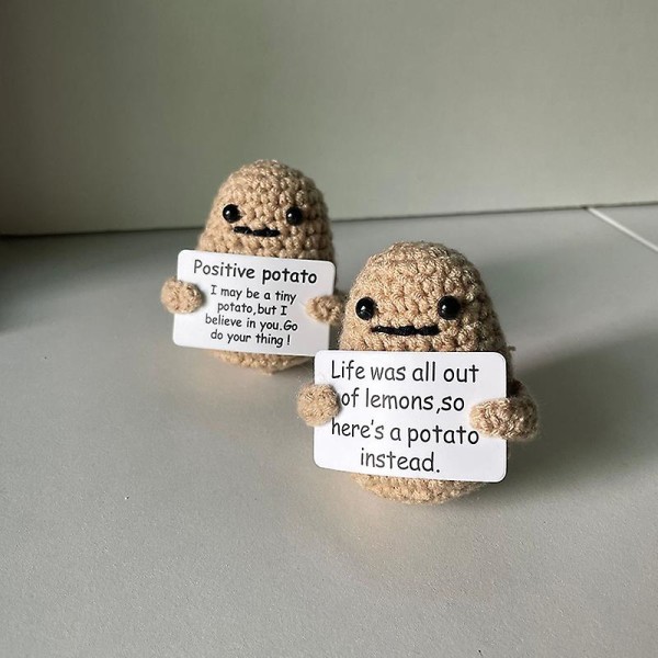 Rolig positiv potatis söt ull stickning docka med positiva kort potatis docka 7CM B