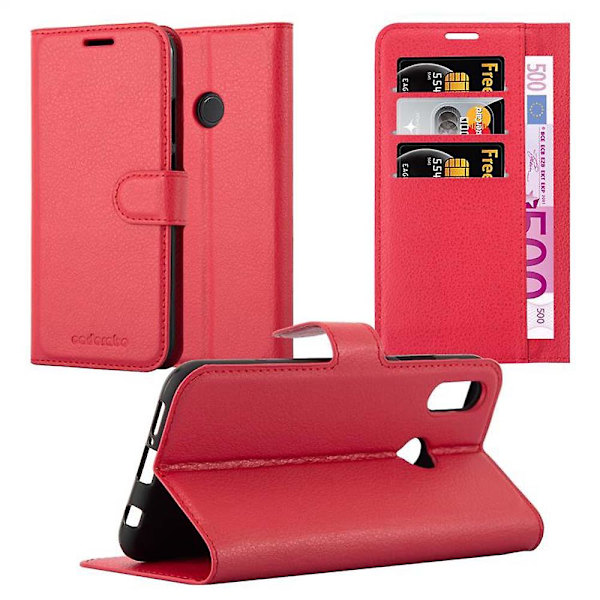 Huawei P20 LITE 2018 / NOVA 3E Cover Case Case - med kortplatser och stativfunktion CARMINE RED P20 LITE 2018 / NOVA 3E