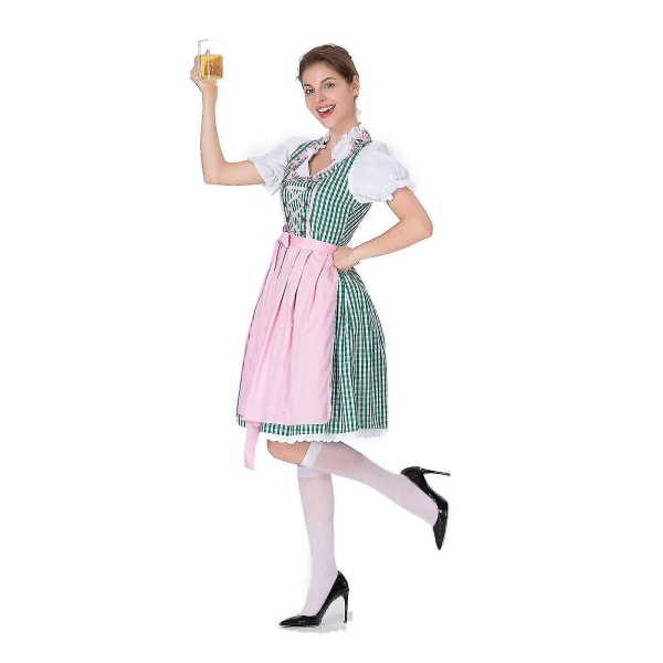 Kvinnors Oktoberfest Dräkt Tysk Dirndl Klänning Kostym Klänning Bayersk Karnevalsfest Green S